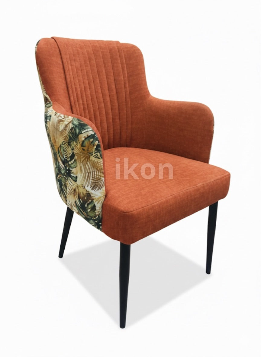 Chaise de Restaurant Ikon Flower – Tissu Bouclé & Bois Anthracite