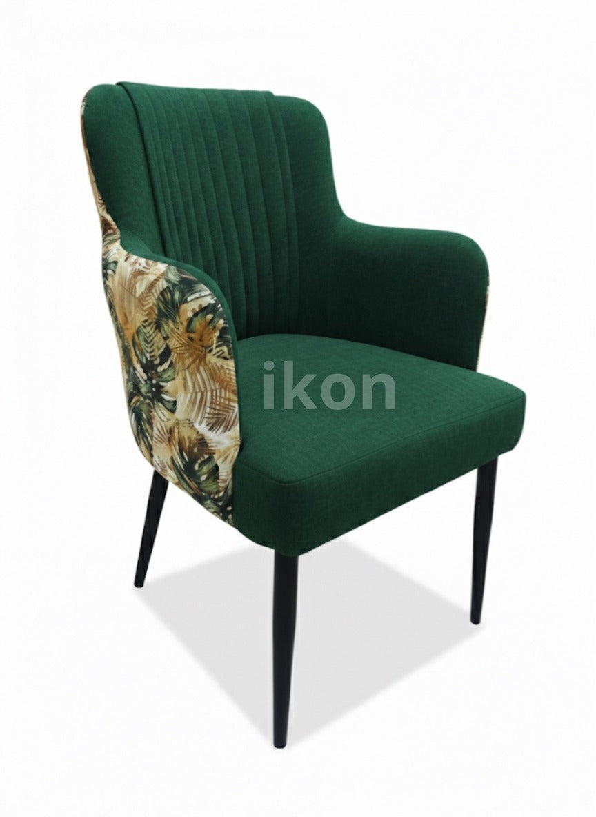 Chaise de Restaurant Ikon Flower – Tissu Bouclé & Bois Anthracite