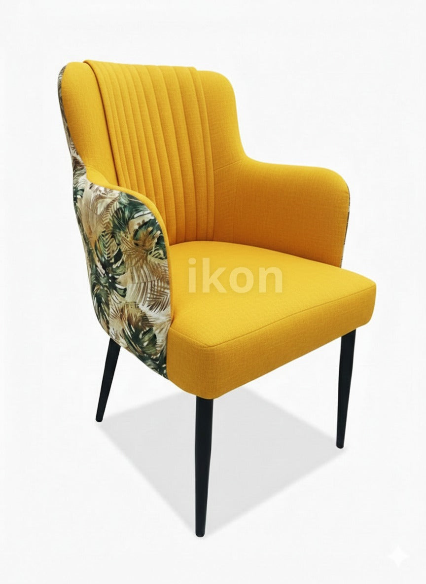 Chaise de Restaurant Ikon Flower – Tissu Bouclé & Bois Anthracite